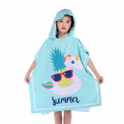 超细纤维幼儿浴巾 多款式卡通图案斗篷 沙滩巾logo定制